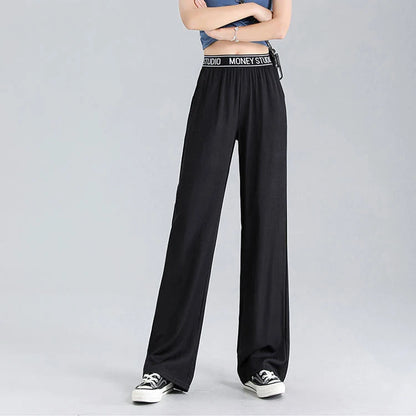 Lyocell Jeans Wide Leg Long Pants Women Straight Loose High Waist Sport Casual Pants Female Office Trousers Lady Work Wear Thin