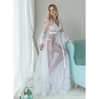 Vestido de mujer con escote en V profundo y encaje para dormir, babydoll transparente, vestidos largos florales para mujer, ropa de dormir para mujer, vestidos para mujer