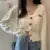 Knit Korean Crop Sweaters Cardigan For Women Oversize Long Sleeve Top Knitwear Autumn Short Outerwear Ladies Clothes V Neck