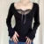 Sexy Lace Patchwork Solid Casual Basic Tshirt Women Vintage Black Long Sleeve Top Tees Cute Pullovers Chic Clubwear