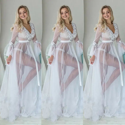 Vestido de mujer con escote en V profundo y encaje para dormir, babydoll transparente, vestidos largos florales para mujer, ropa de dormir para mujer, vestidos para mujer