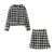 Conjunto de 2 piezas de blazer vintage a cuadros con botones de perla y cuadros vichy para mujer, cintura alta, corte en A, minifalda corta y manga larga