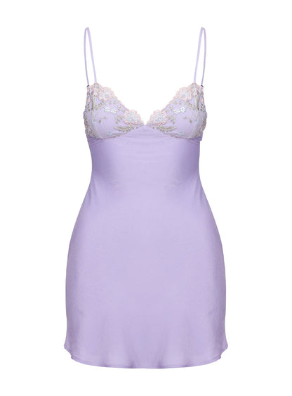 Hintz Satin Mini Dress Lilac