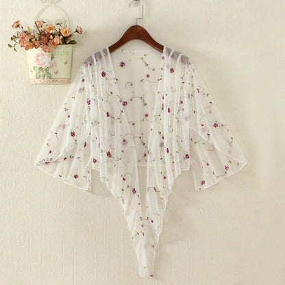 Blusas y tops de mujer, blusa floral de verano, cárdigan, ropa exterior fina, blusa ahuecada, blusa elegante femenina
