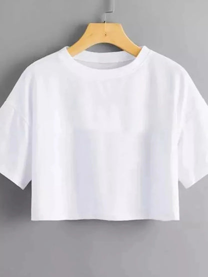 Camiseta Harajuku divertida Y2K para mujer, top corto informal negro para mujer, camiseta de ombligo, camiseta corta holgada de cuello redondo, ropa de calle de verano