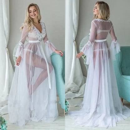 Vestido de mujer con escote en V profundo y encaje para dormir, babydoll transparente, vestidos largos florales para mujer, ropa de dormir para mujer, vestidos para mujer