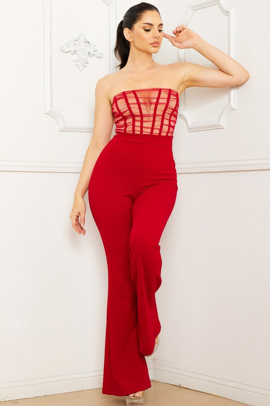 Symphony Jumpsuit - Mesh Two Tone Jumpsuit