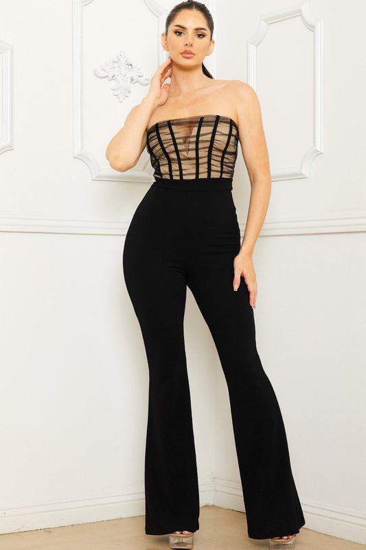 Symphony Jumpsuit - Mesh Two Tone Jumpsuit