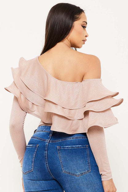 Symphony Bodysuit - Triple Layer Ruffle One Shoulder Bodysuit