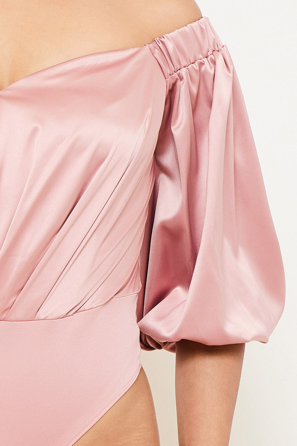 Symphony Bodysuit - Satin Off The Shoulder Bodysuit