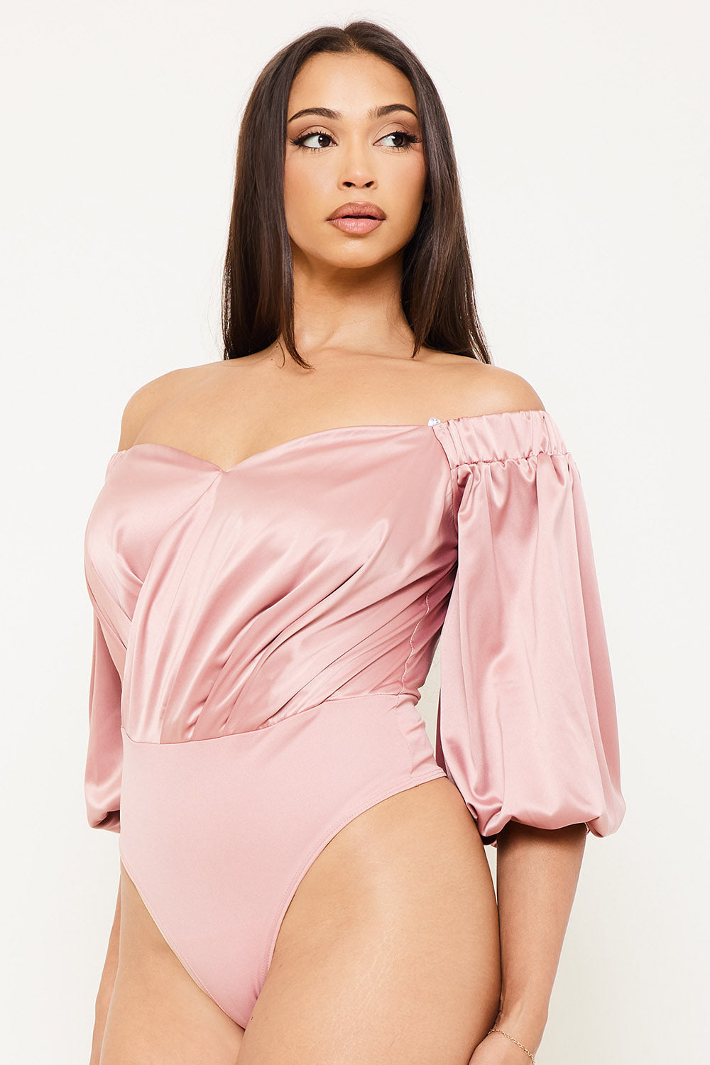 Symphony Bodysuit - Satin Off The Shoulder Bodysuit