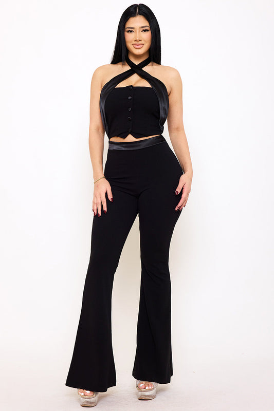 Symphony Jumpsuit - Pleated Halter Neck Jumpsuit