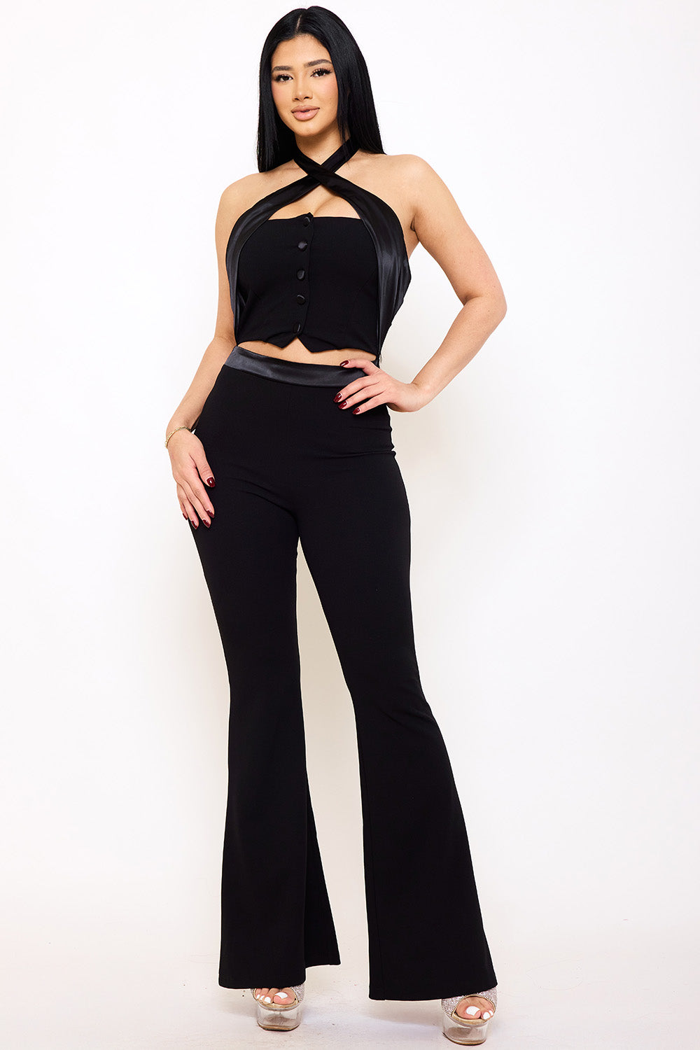Symphony Jumpsuit - Pleated Halter Neck Jumpsuit