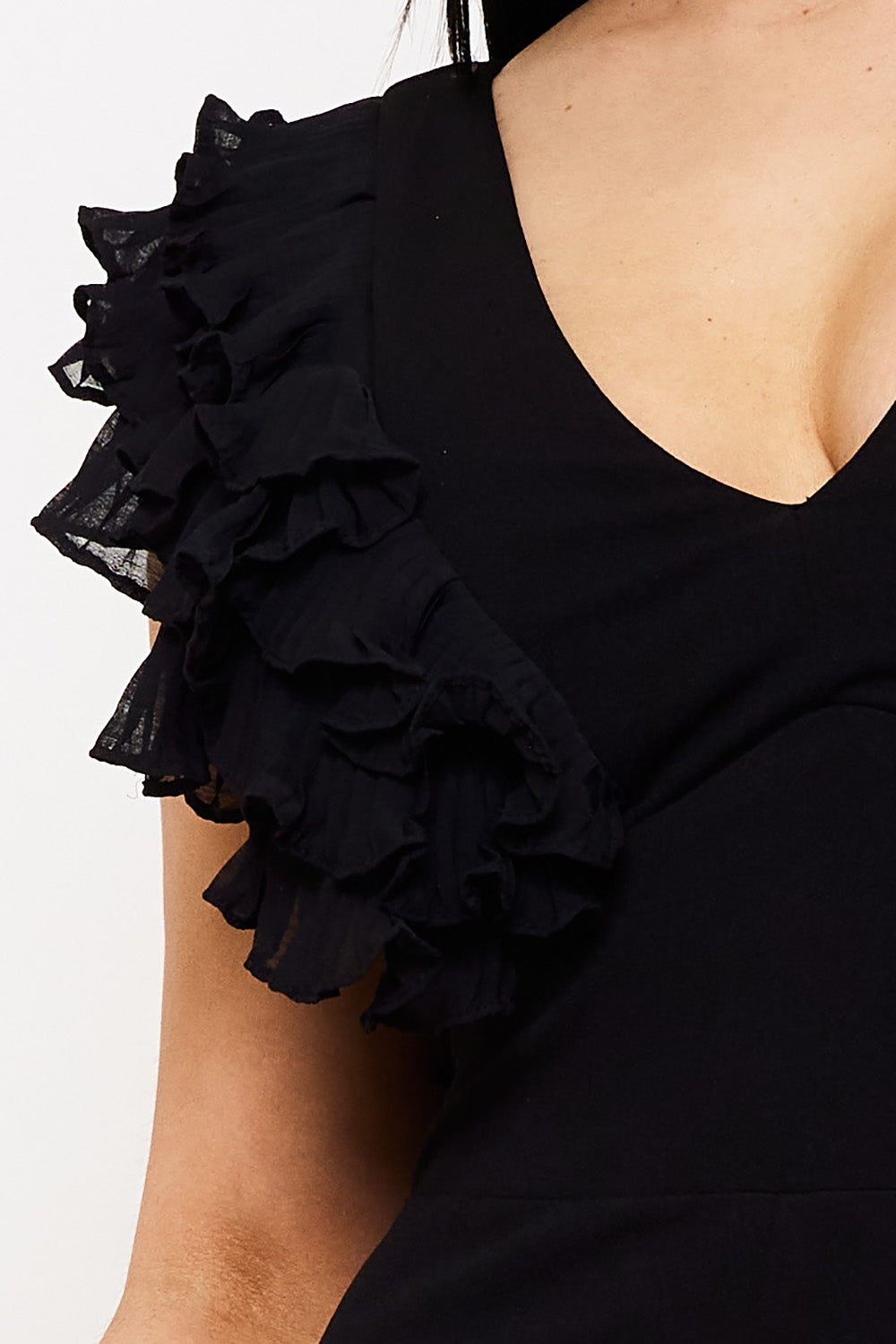 Symphony Jumpsuit - Ruffle Sleeve Techno Crepe Jumpsuit