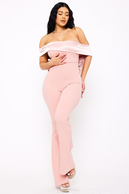 Symphony Jumpsuits - Satin And Techno Crepe Contast Jumpsuit