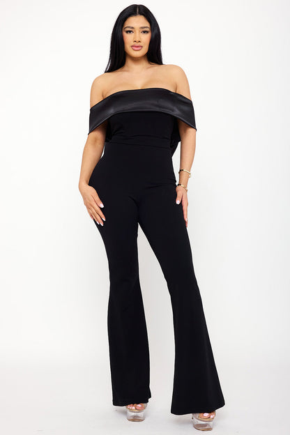 Symphony Jumpsuits - Satin And Techno Crepe Contast Jumpsuit
