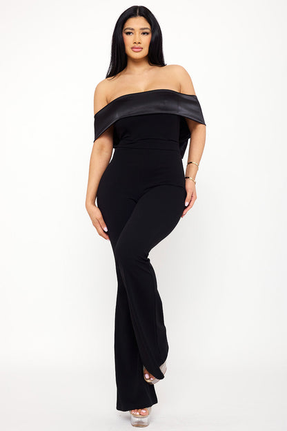 Symphony Jumpsuits - Satin And Techno Crepe Contast Jumpsuit