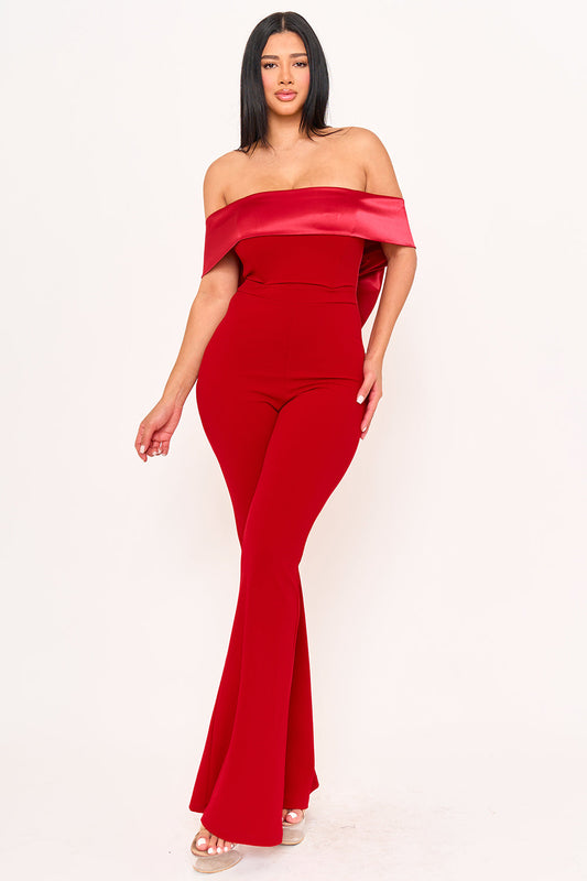 Symphony Jumpsuits - Satin And Techno Crepe Contast Jumpsuit
