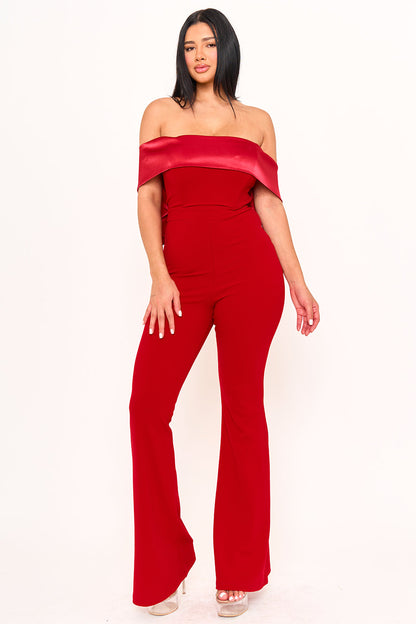 Symphony Jumpsuits - Satin And Techno Crepe Contast Jumpsuit