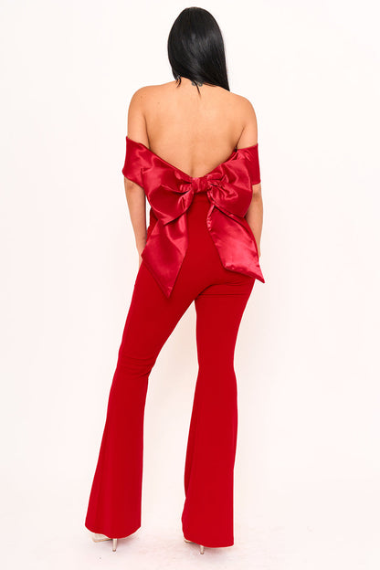 Symphony Jumpsuits - Satin And Techno Crepe Contast Jumpsuit
