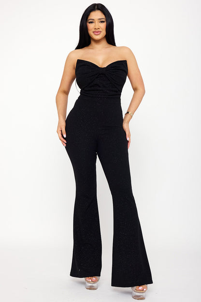 Symphony Jumpsuits - Glitter Bow Front Jumpsuit