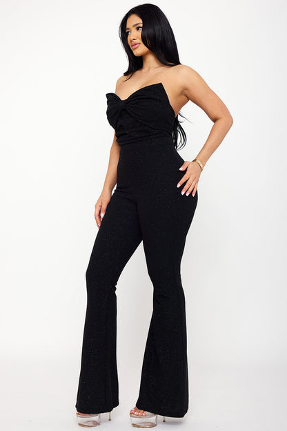 Symphony Jumpsuits - Glitter Bow Front Jumpsuit