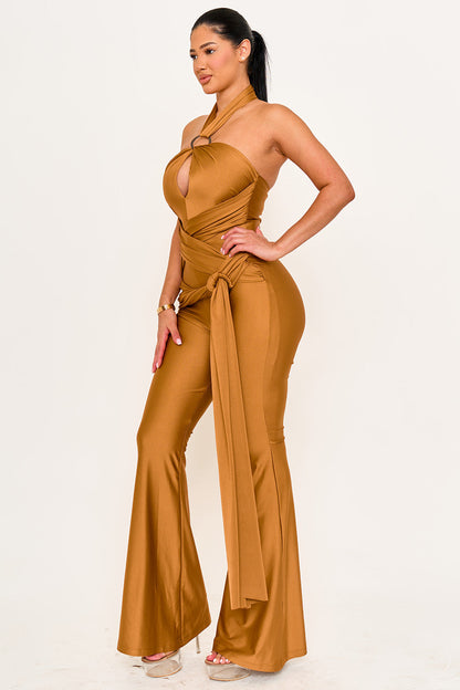 Symphony Jumpsuits - Halter Top Wrap Jumpsuits