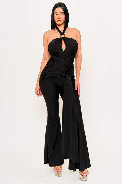 Symphony Jumpsuits - Halter Top Wrap Jumpsuits