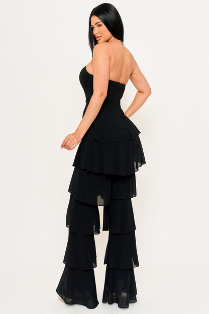 Symphony Jumpsuit - Techno Crepe & Chiffon Contrast Jumpsuit