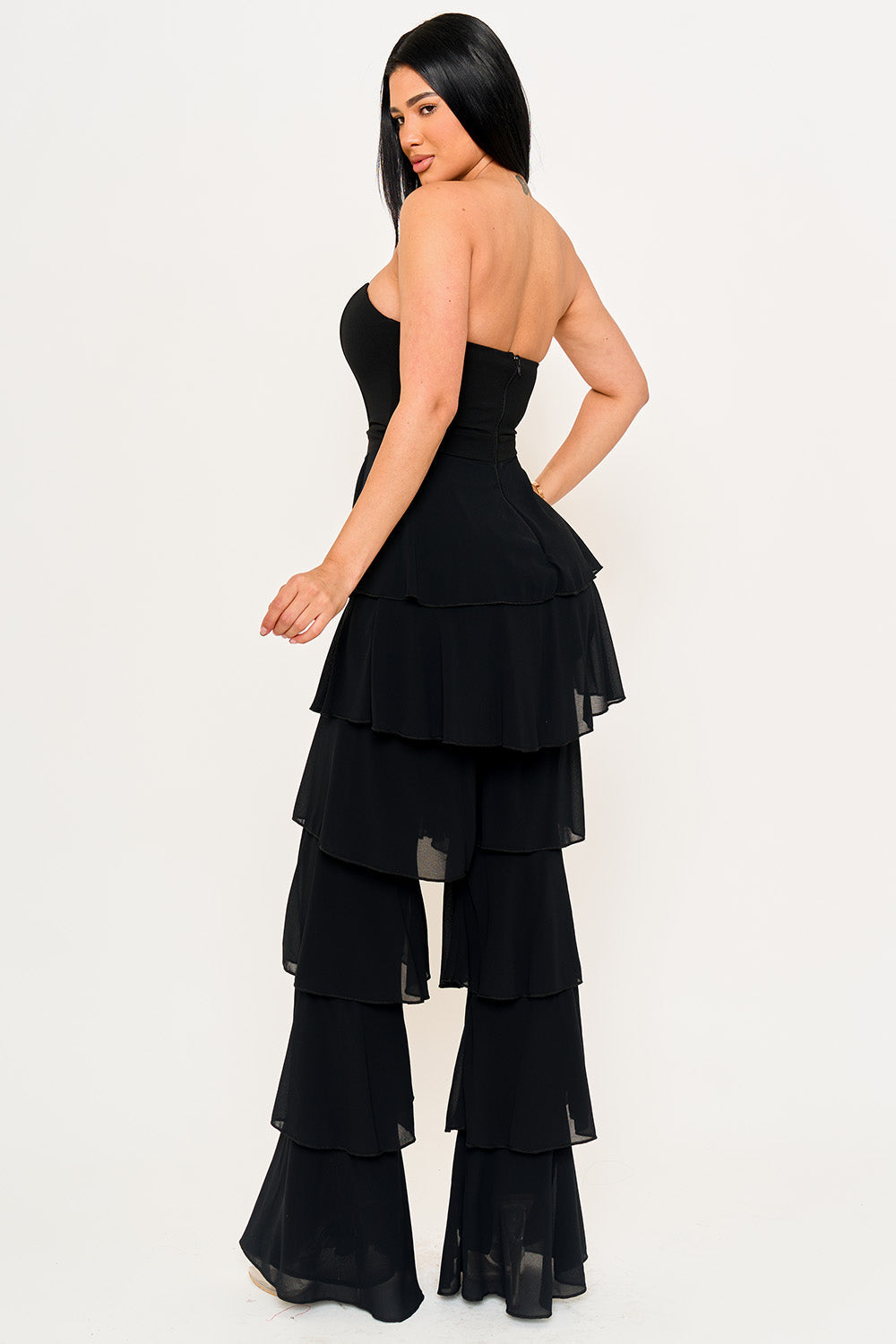 Symphony Jumpsuit - Techno Crepe & Chiffon Contrast Jumpsuit