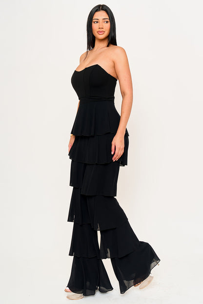 Symphony Jumpsuit - Techno Crepe & Chiffon Contrast Jumpsuit