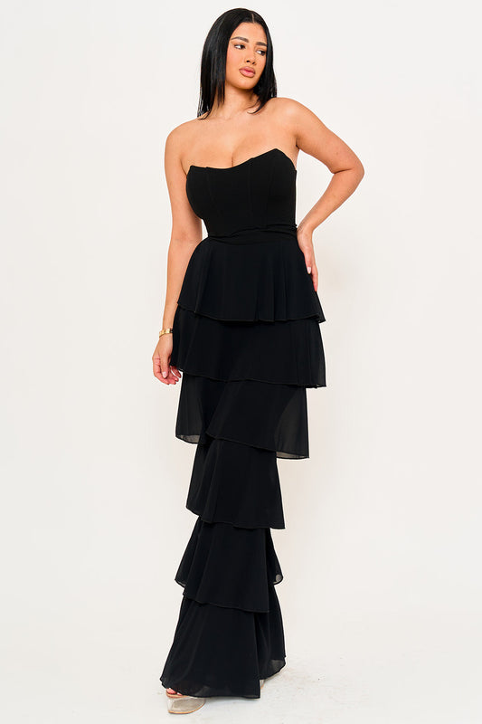 Symphony Jumpsuit - Techno Crepe & Chiffon Contrast Jumpsuit