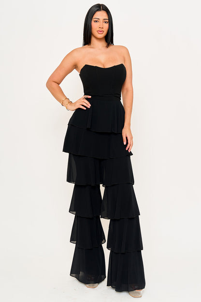 Symphony Jumpsuit - Techno Crepe & Chiffon Contrast Jumpsuit