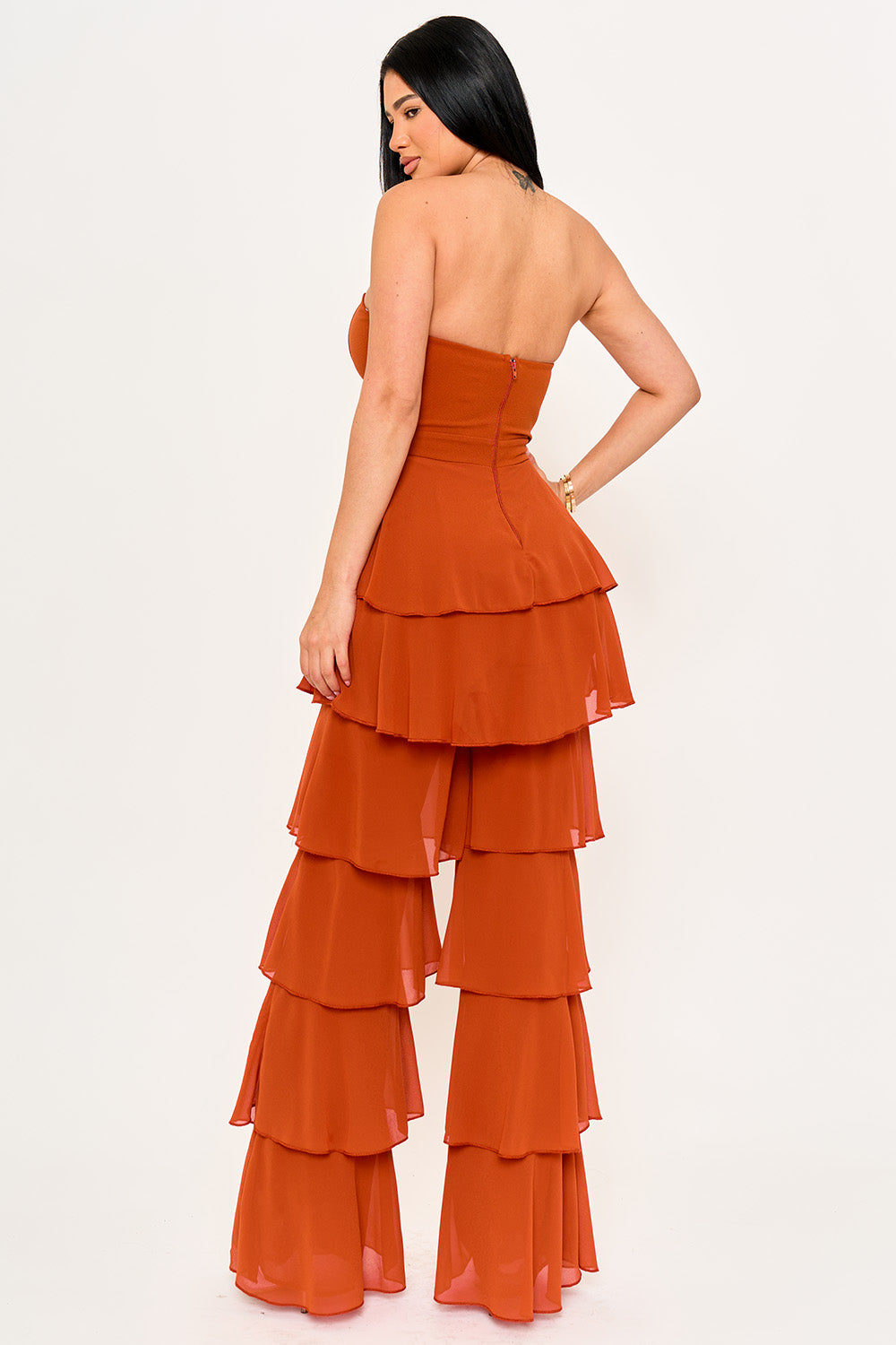 Symphony Jumpsuit - Techno Crepe & Chiffon Contrast Jumpsuit