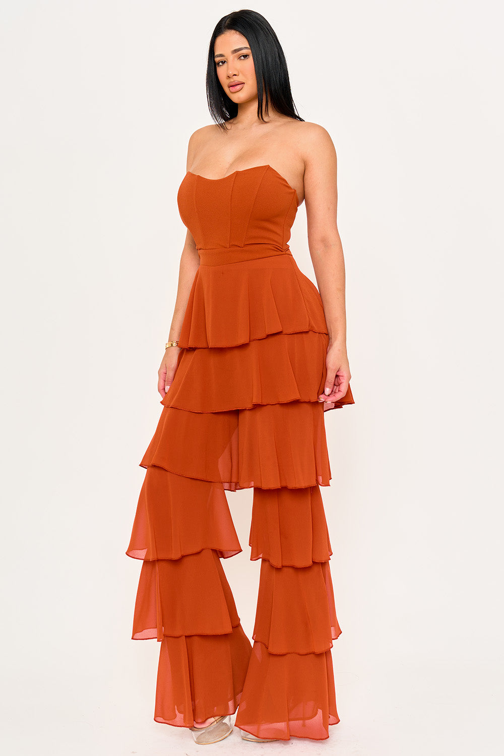 Symphony Jumpsuit - Techno Crepe & Chiffon Contrast Jumpsuit