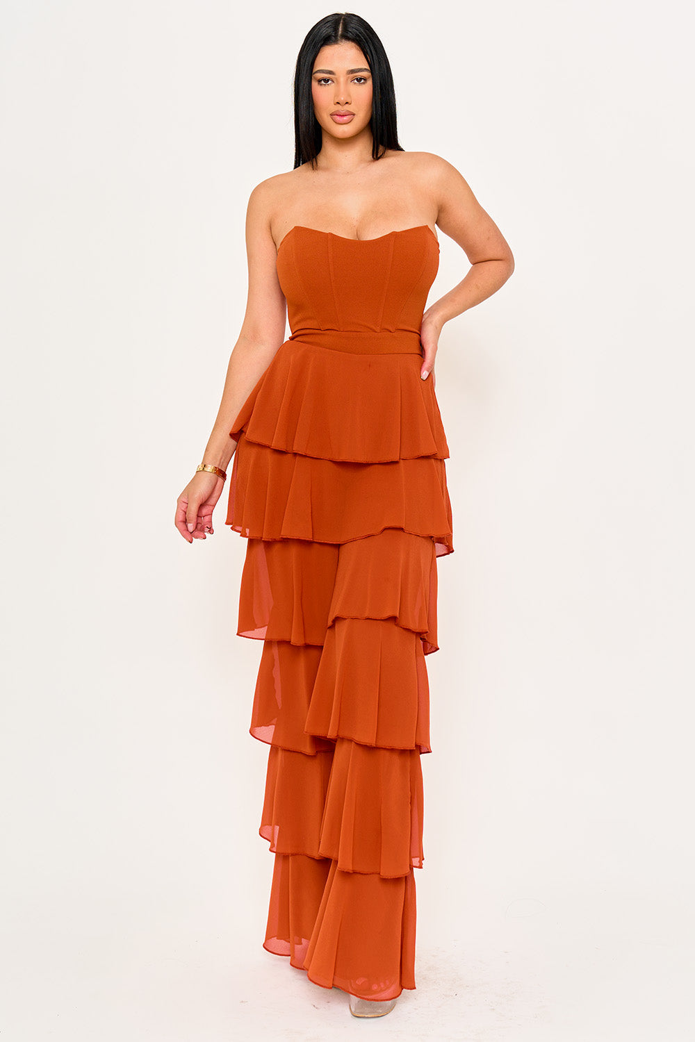 Symphony Jumpsuit - Techno Crepe & Chiffon Contrast Jumpsuit