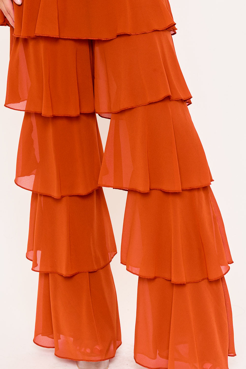 Symphony Jumpsuit - Techno Crepe & Chiffon Contrast Jumpsuit