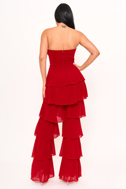 Symphony Jumpsuit - Techno Crepe & Chiffon Contrast Jumpsuit