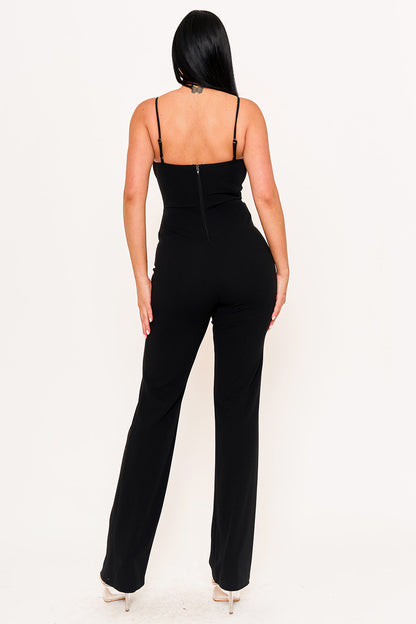 Symphony Jumpsuit - Rhinestone Trim The Edge Of The Bow Jumpsuit