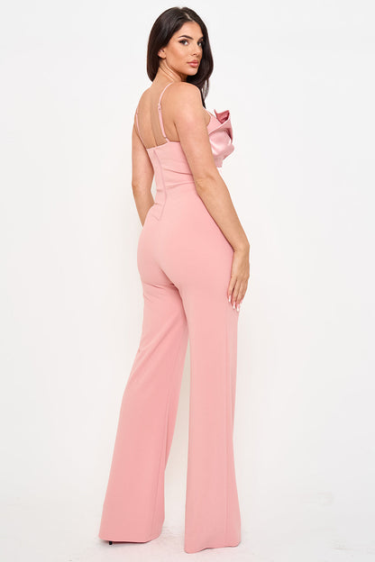 Symphony Jumpsuit - Satin Peplum Top Jumpsuit