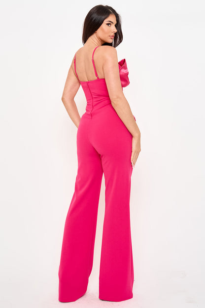 Symphony Jumpsuit - Satin Peplum Top Jumpsuit