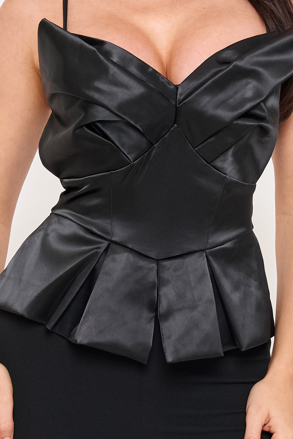Symphony Jumpsuit - Satin Peplum Top Jumpsuit