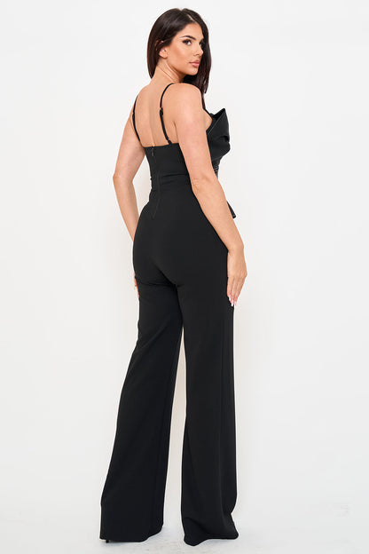Symphony Jumpsuit - Satin Peplum Top Jumpsuit