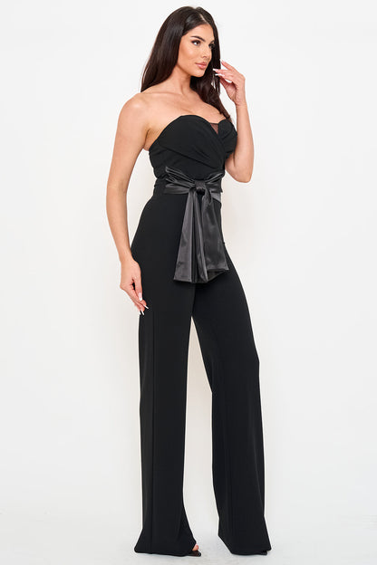 Symphony Jumpsuit - Satin Waist Twist Tie Jumpsuit