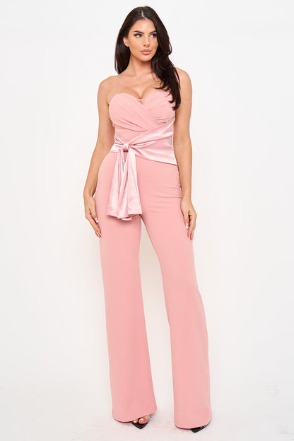 Symphony Jumpsuit - Satin Waist Twist Tie Jumpsuit