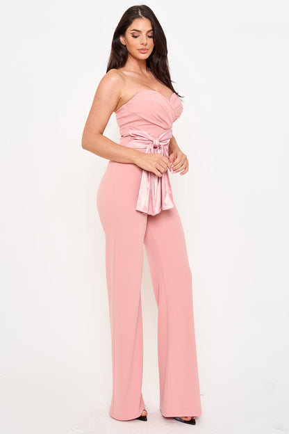Symphony Jumpsuit - Satin Waist Twist Tie Jumpsuit
