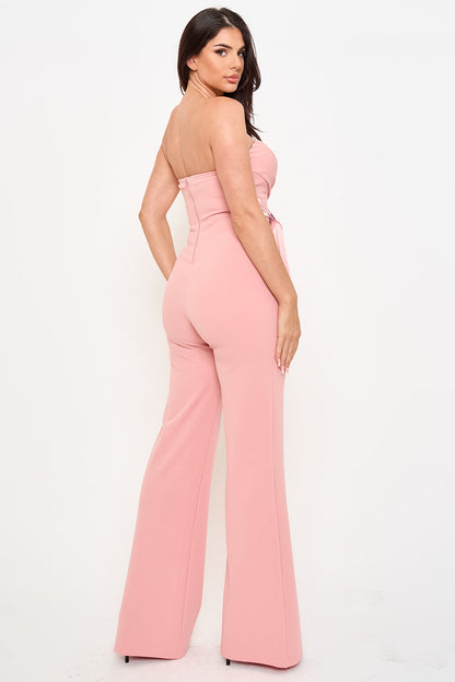 Symphony Jumpsuit - Satin Waist Twist Tie Jumpsuit