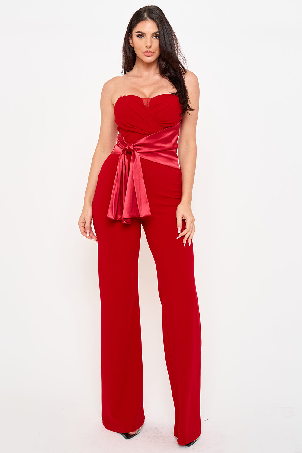 Symphony Jumpsuit - Satin Waist Twist Tie Jumpsuit