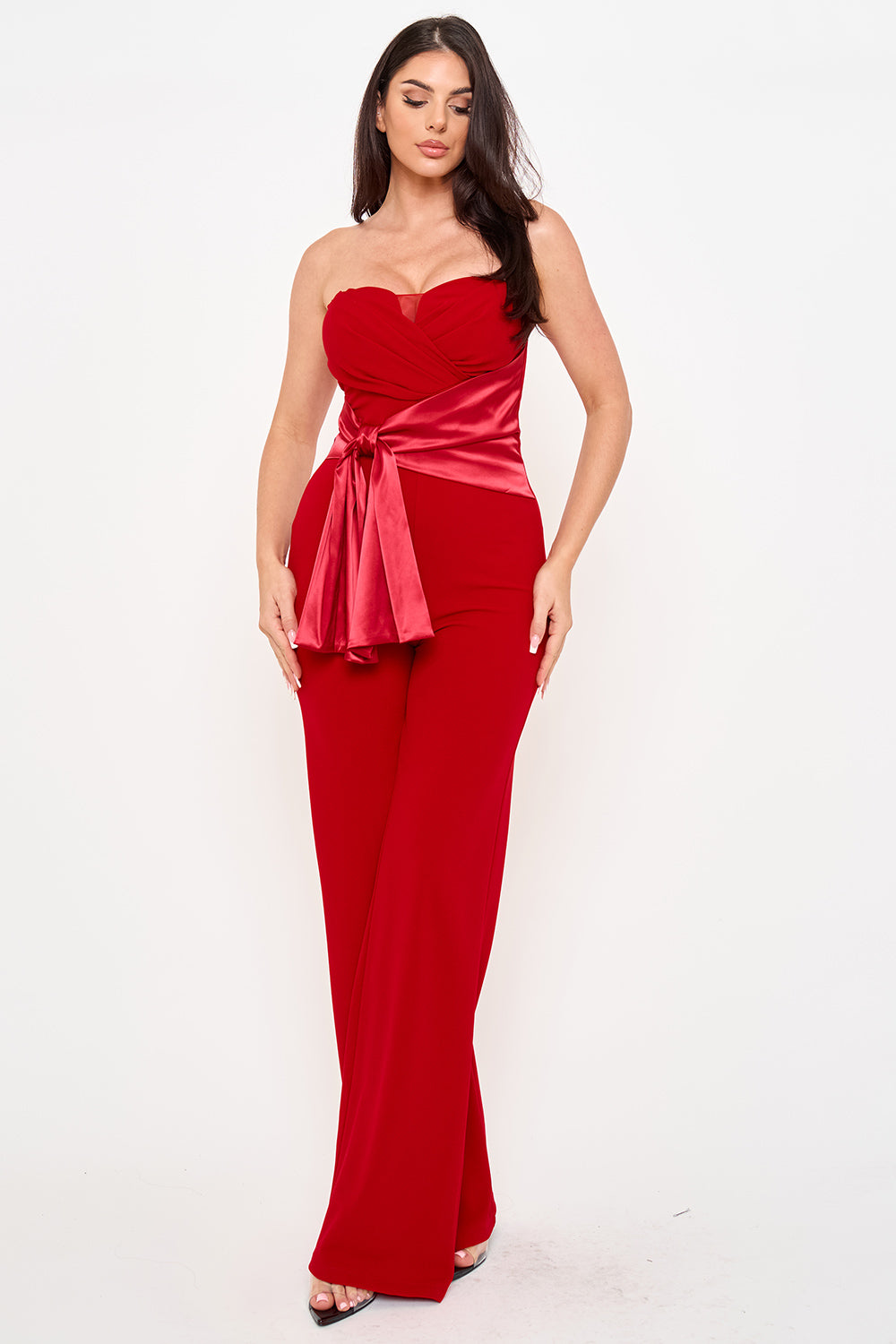 Symphony Jumpsuit - Satin Waist Twist Tie Jumpsuit
