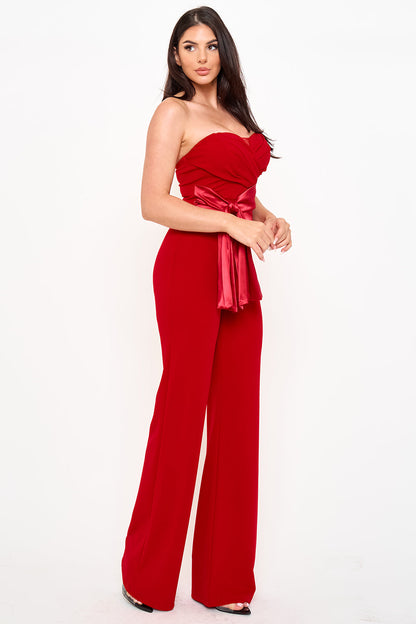 Symphony Jumpsuit - Satin Waist Twist Tie Jumpsuit
